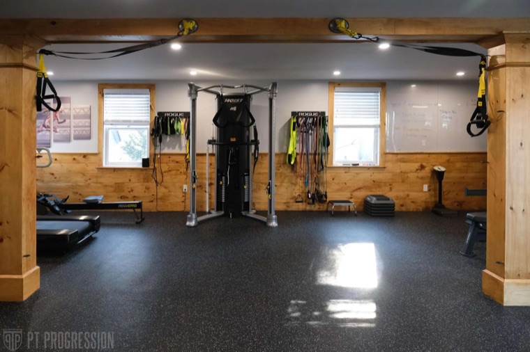 Training floor with functional trainer and natural light
